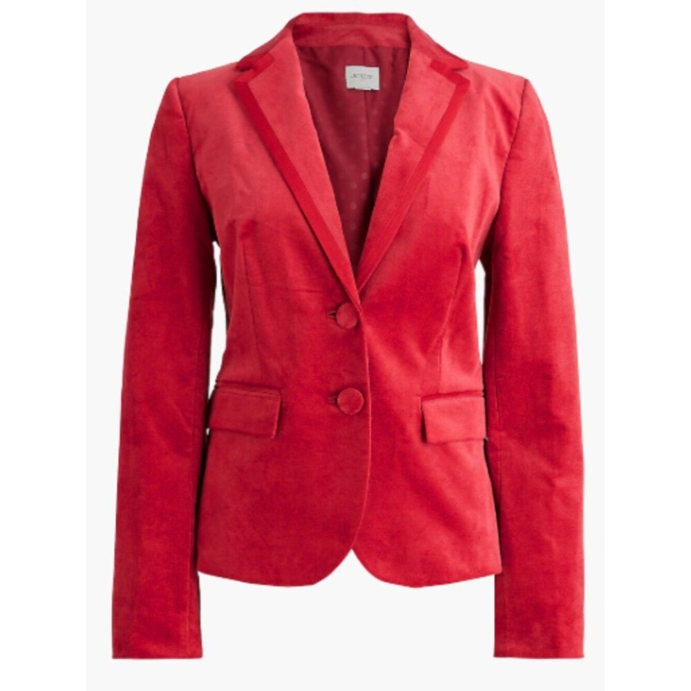J Crew Red Velvet Formal Schoolboy Blazer Cotton Elegant Coat Office Chic Jacket